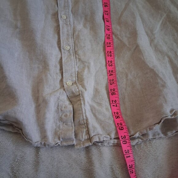 Le 31 Par Simons Men's XXL Oatmeal Mandarin Collar Button Down 100% Linen Shirt - Picture 12 of 14